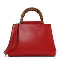 Nappa Bamboo Small Nymphaea Top Handle Bag Hibiscus Red
