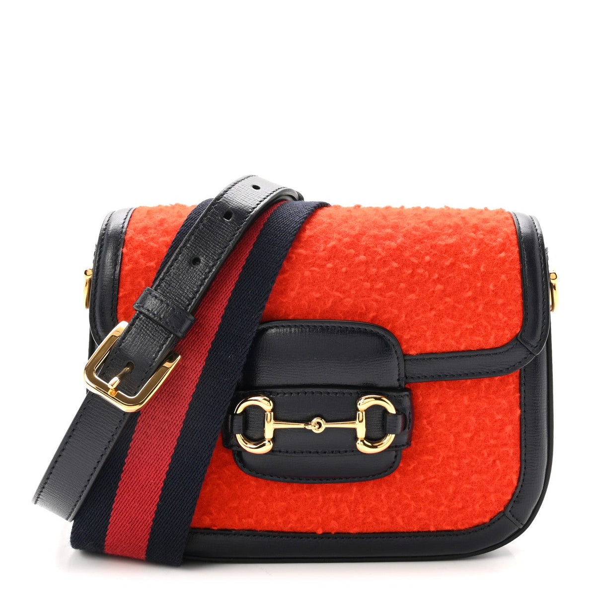 Casy Wool Azalea Calfskin Mini Horsebit 1955 Shoulder Bag Bitter Sweet Blue