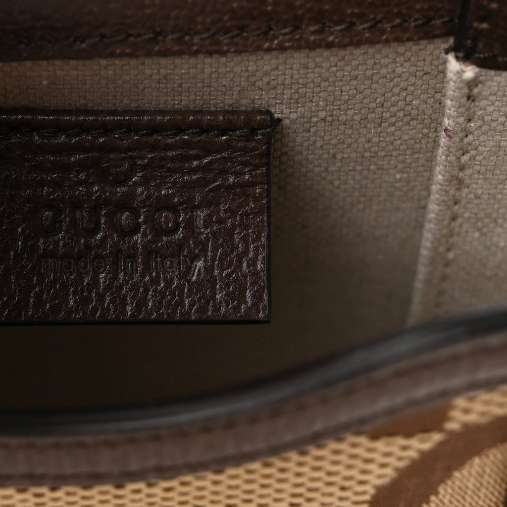 Monogram Jumbo GG Textured Dollar Calfskin Mini Horsebit 1955 Crossbody Bag Camel Ebony New Acero