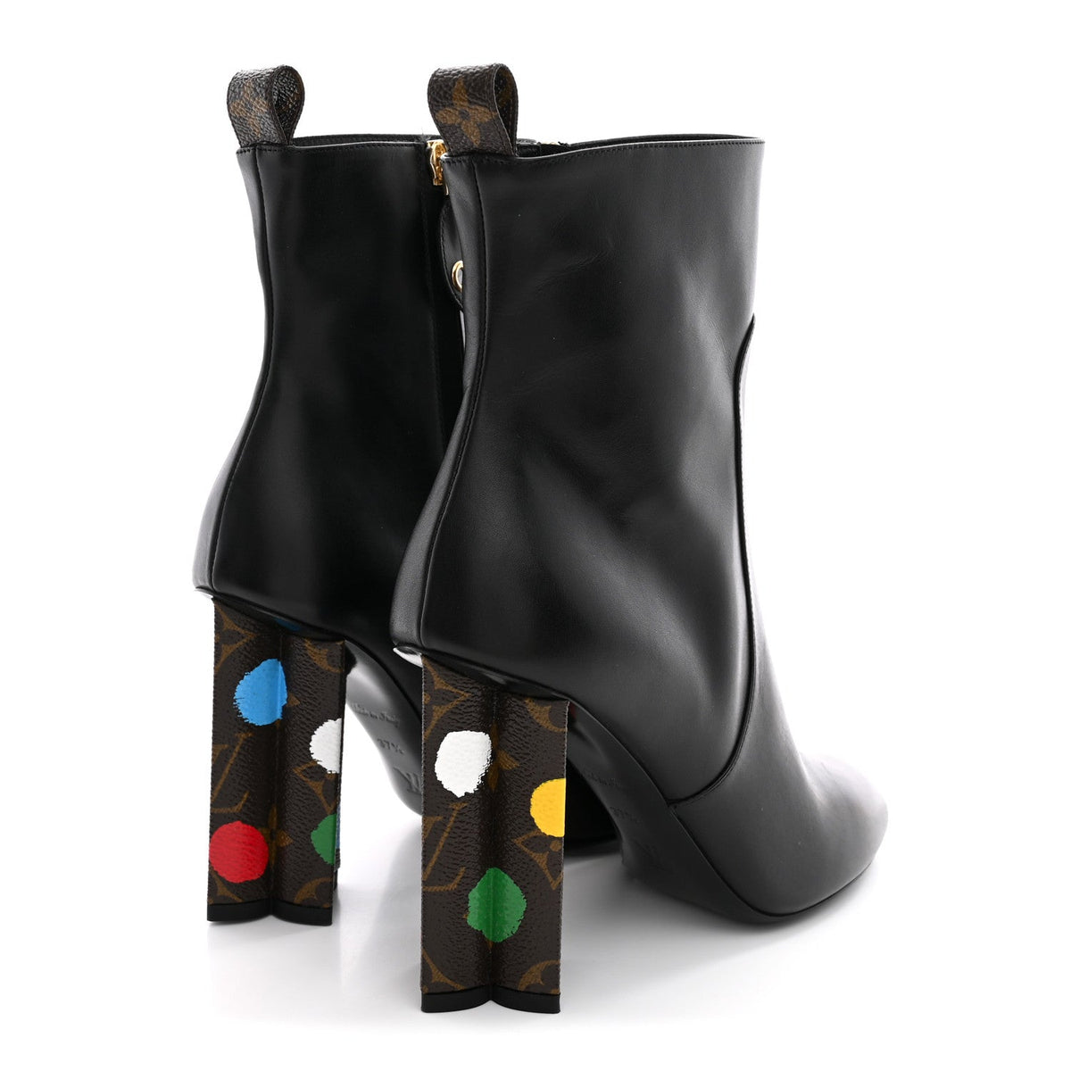 LV X YK Calfskin Monogram Silhouette Ankle Boots 37.5 Black