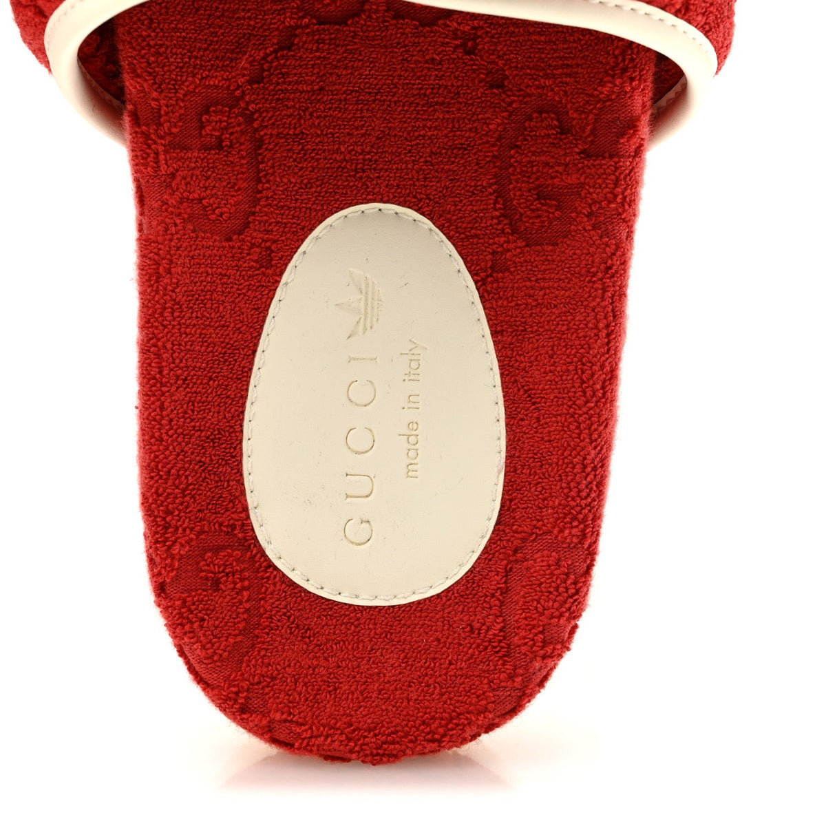 X ADIDAS Terry Cloth GG Monogram Womens Platform Sandals 36 Maple Red Off White