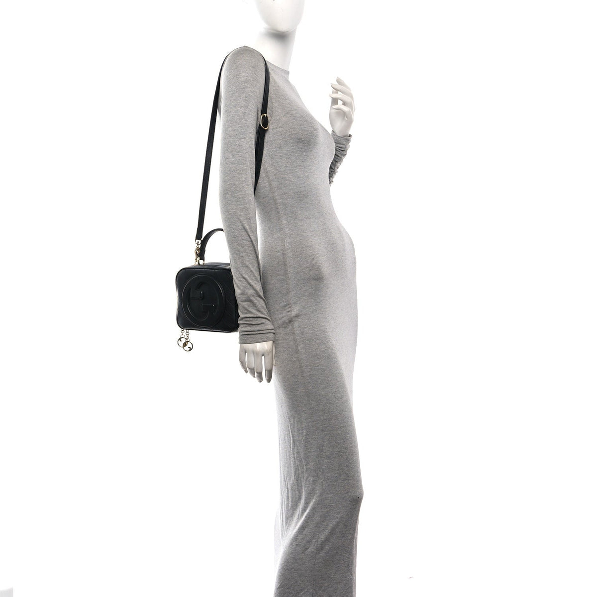Sakai Be Green Calfskin Diagonal Stitched Blondie Top Handle Bag Black