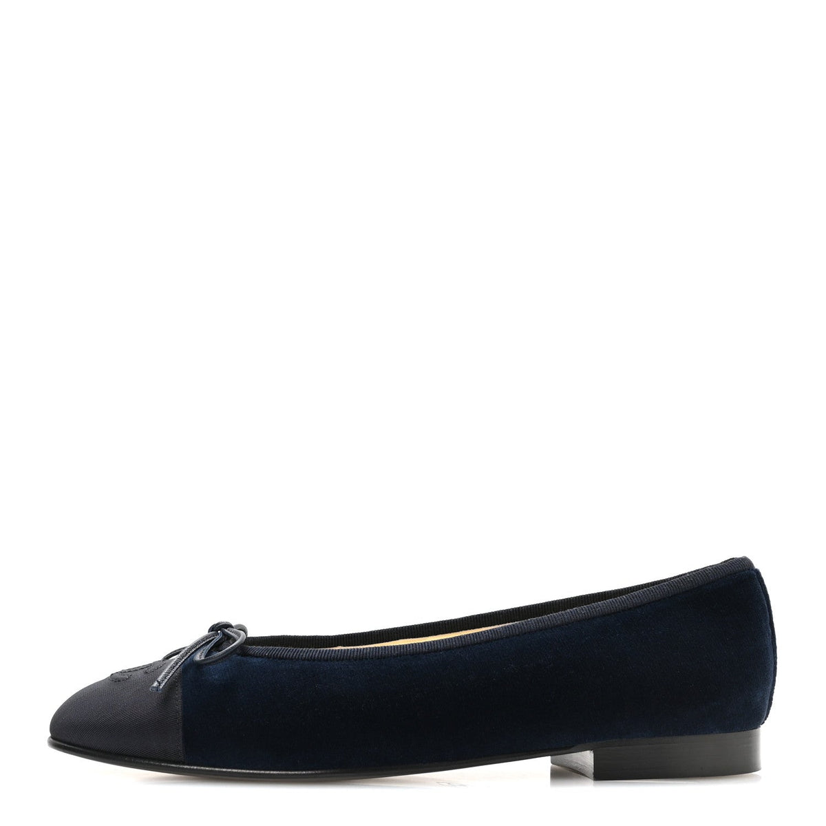Velvet Grosgrain Cap Toe CC Ballerina Flats 37.5 Navy Black