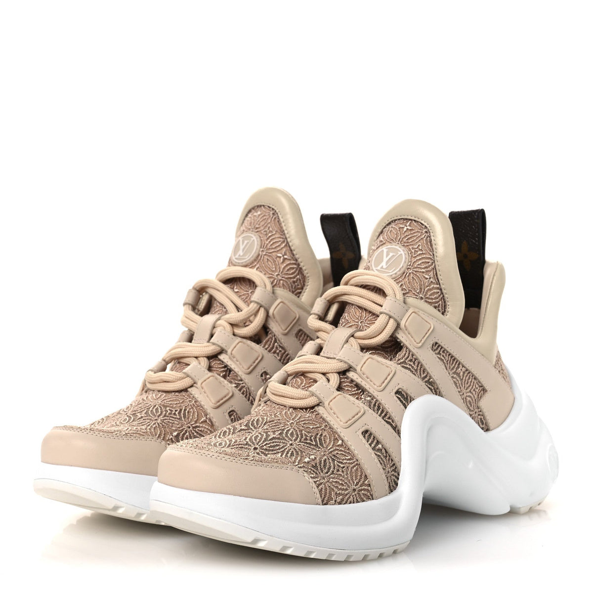 Fabric Embroidered Calfskin LV Archlight Sneakers 37 Nude