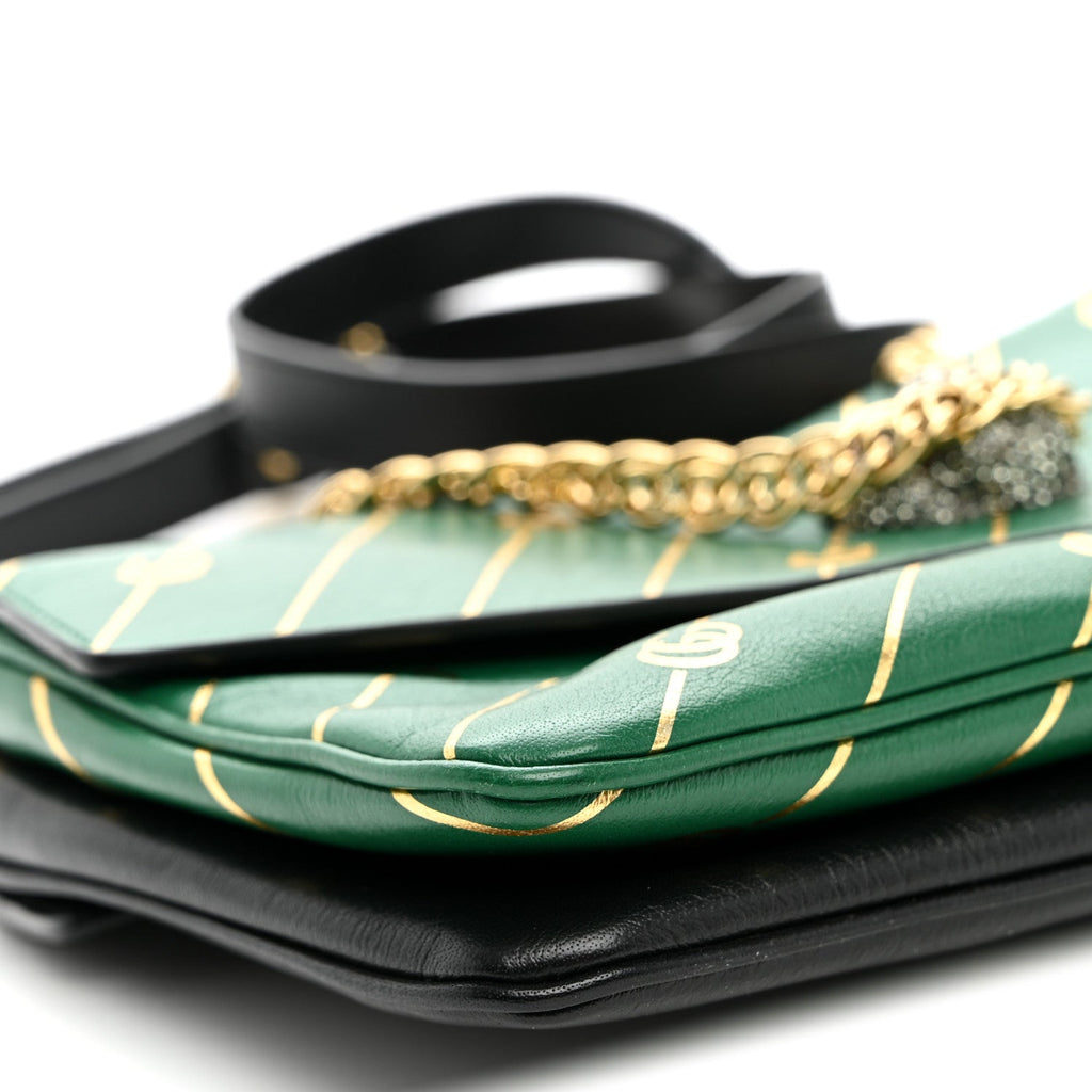 Calfskin Diagonal GG Medium Thiara Double Envelope Shoulder Bag Emerald Green Black
