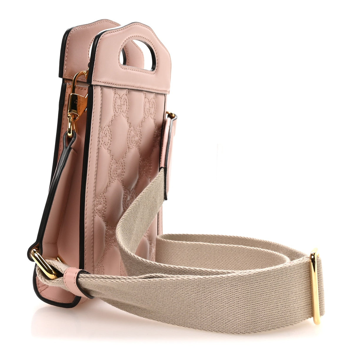 Calfskin GG Matelasse Mini Top Slip Handle Crossbody Bag Perfect Pink Natural