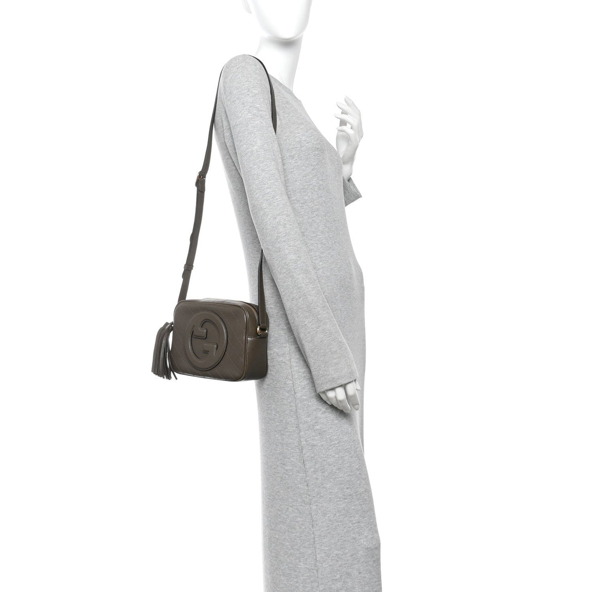 Sakai Be Green Calfskin Diagonal Stitched Small Blondie Shoulder Bag Craclet Brown
