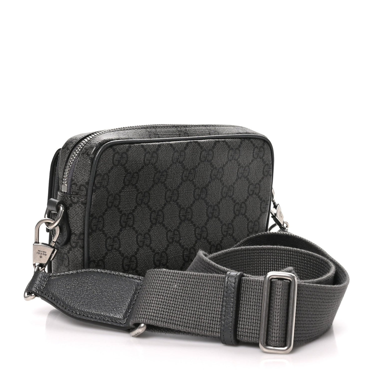 GG Supreme Monogram Textured Dollar Calfskin Mini Ophidia Bag Graphite Grey