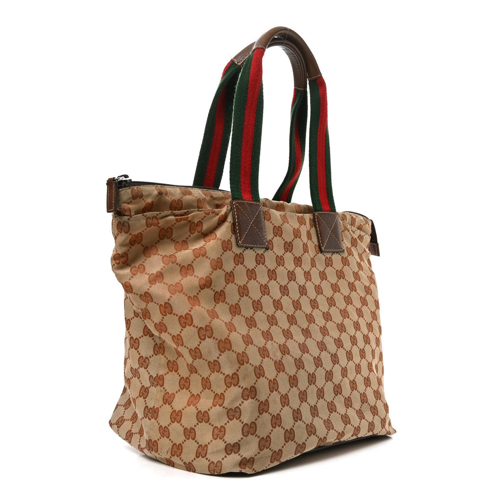 Monogram Large Web Handle Bucket Tote Dark Brown