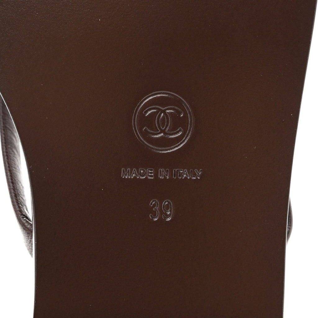 Goatskin Times Square Thong Sandals 39 Brown