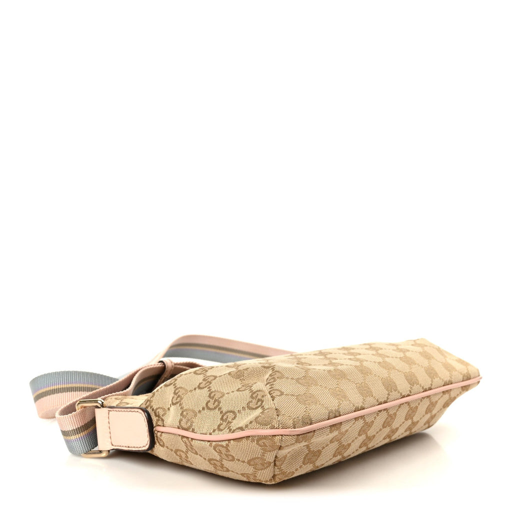 Monogram Web Small Flat Messenger Crossbody Pink Blue