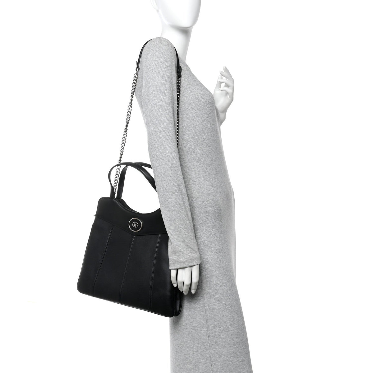 Calfskin Petite GG Medium Tote Bag Black