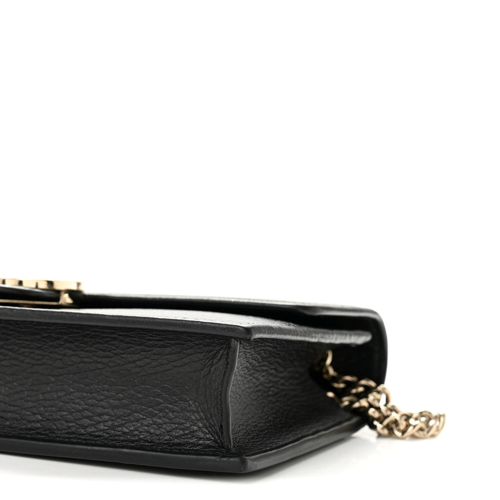 Dollar Calfskin Interlocking G Chain Wallet Black