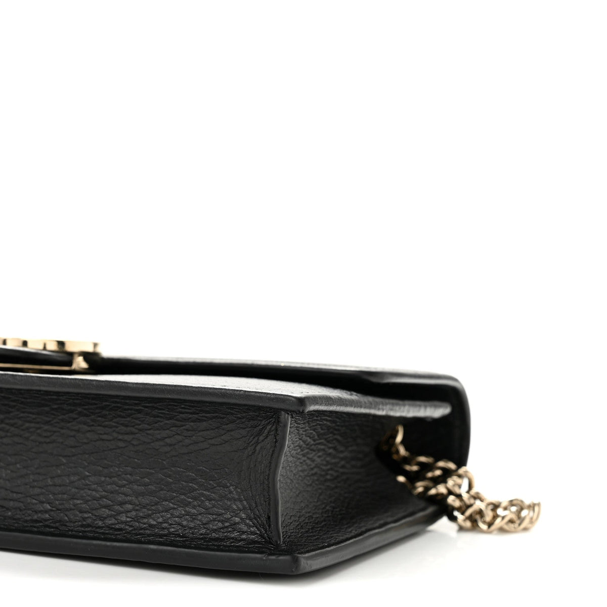 Dollar Calfskin Interlocking G Chain Wallet Black