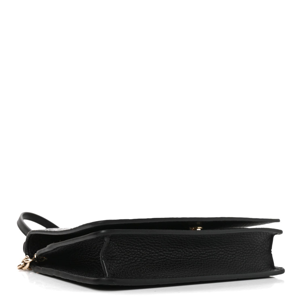 GG Grainy Calfskin Emblem Wallet On Chain Black