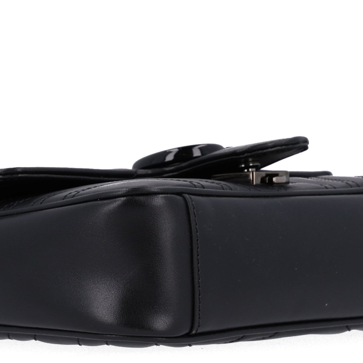 Calfskin Matelasse Monochrome Mini GG Marmont Shoulder Bag Black