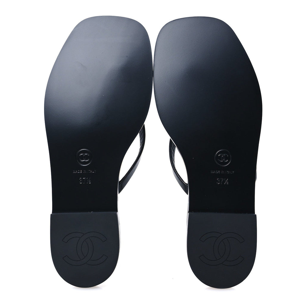 Goatskin CC Times Square Thong Sandals 37.5 Black