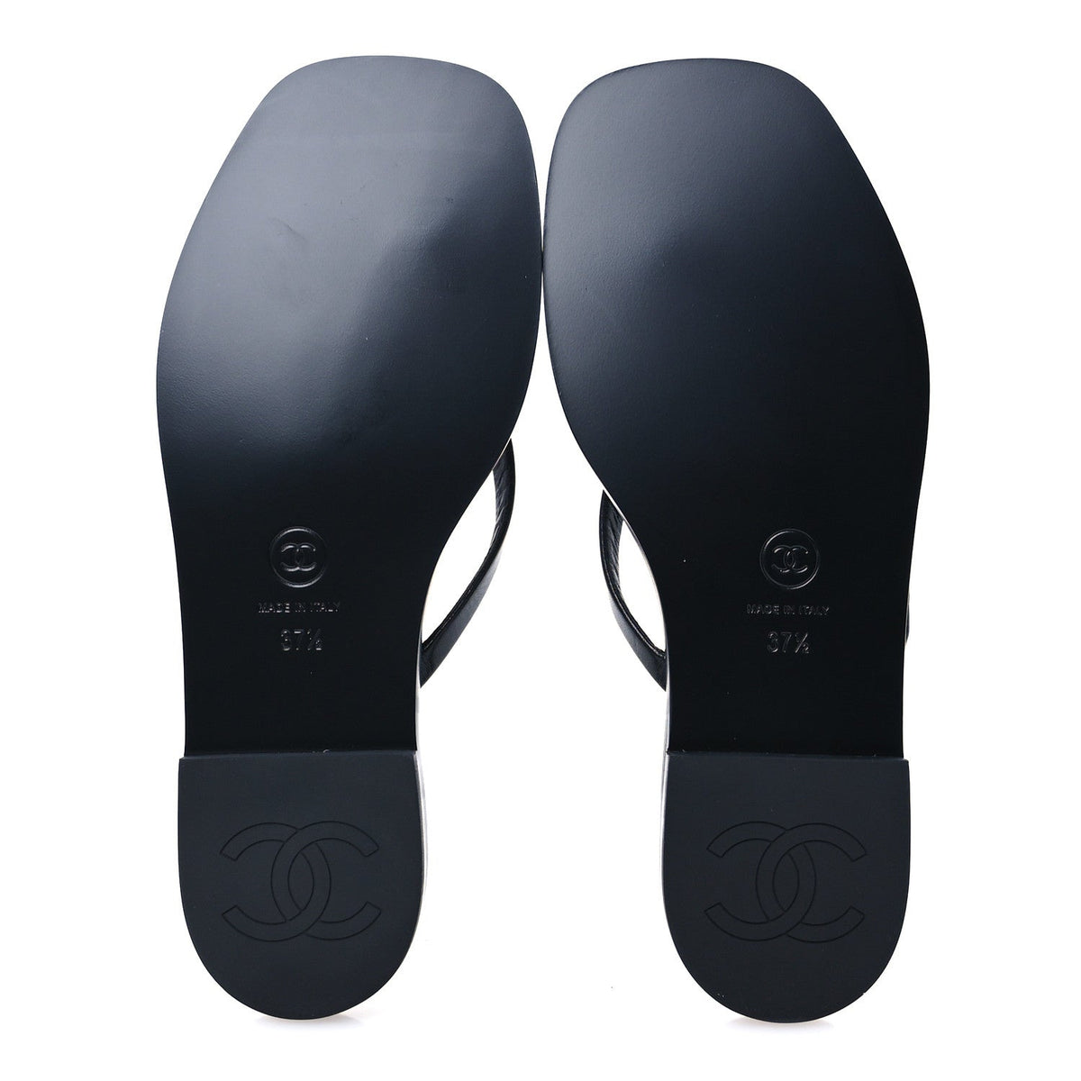 Goatskin CC Times Square Thong Sandals 37.5 Black
