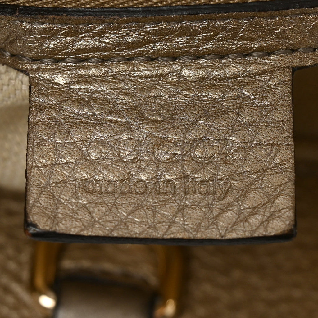 Metallic Pebbled Calfskin Medium Soho Chain Shoulder Bag Golden Beige
