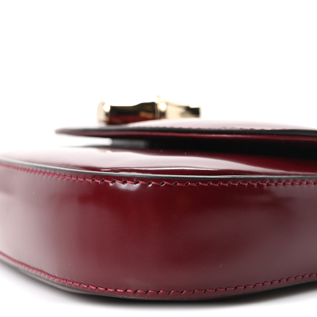Shiny Calfskin Small Bamboo Night Bag Rosso Ancora