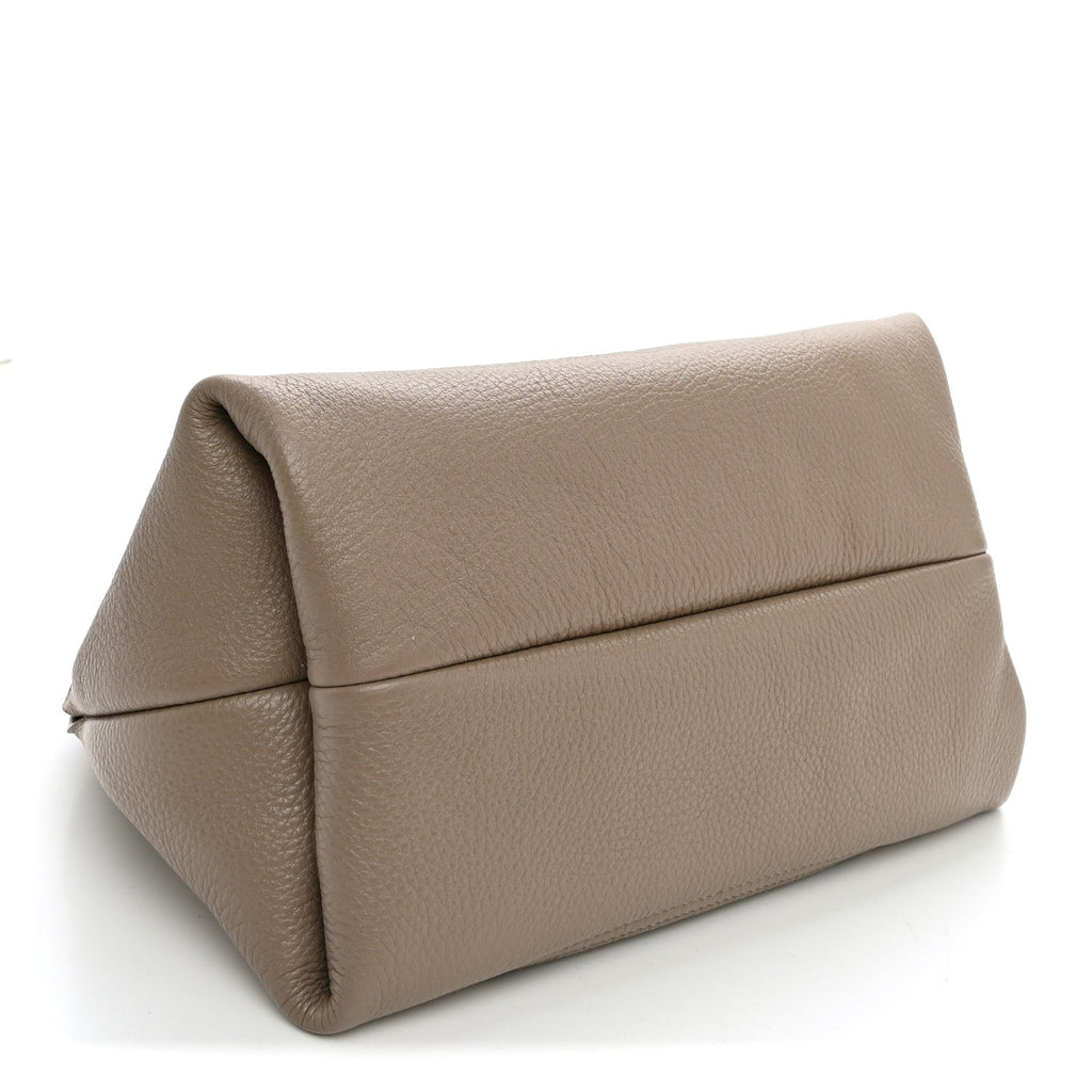 Grained Calfskin Softbit Medium Shoulder Bag Taupe