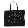 Calfskin GG Monogram Diamond Cut Medium Ophidia Tote Bag Black
