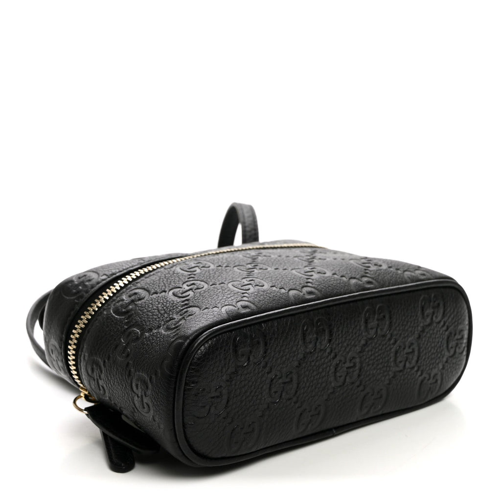 GG Calfskin Embossed Emblem Super MIni Crossbody Bag Black