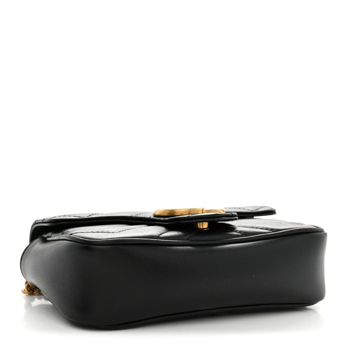Calfskin Matelasse Super Mini GG Marmont Shoulder Bag Black