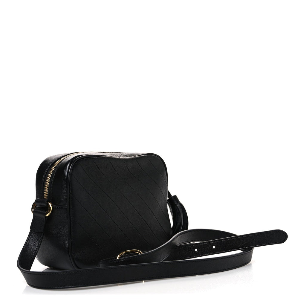 Sakai Be Green Calfskin Diagonal Stitched Small Blondie Shoulder Bag Black