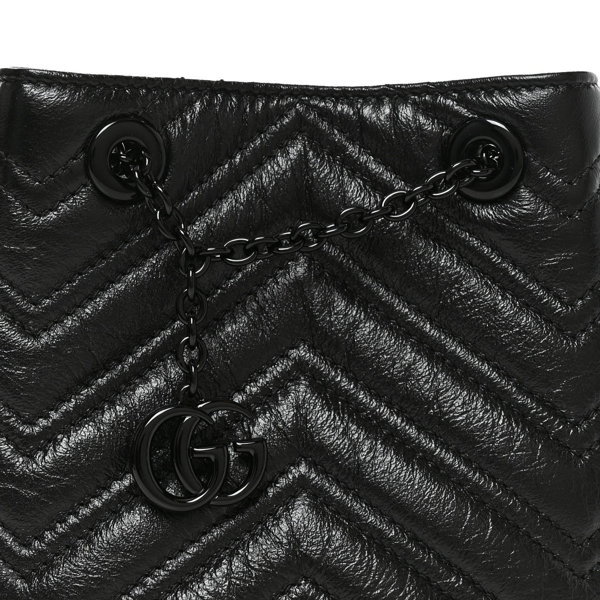 Calfskin Matelasse Monochrome Nano GG Marmont Bucket Bag Black