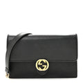 Dollar Calfskin Interlocking G Chain Wallet Black