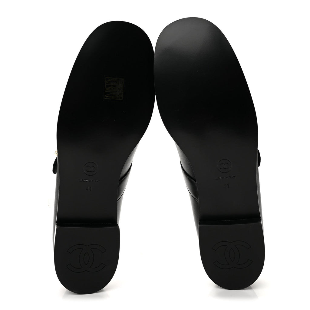 Calfskin Patent Mary Janes Flats 41 Black