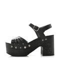 Goatskin Studded Platform Sandals 35 Black