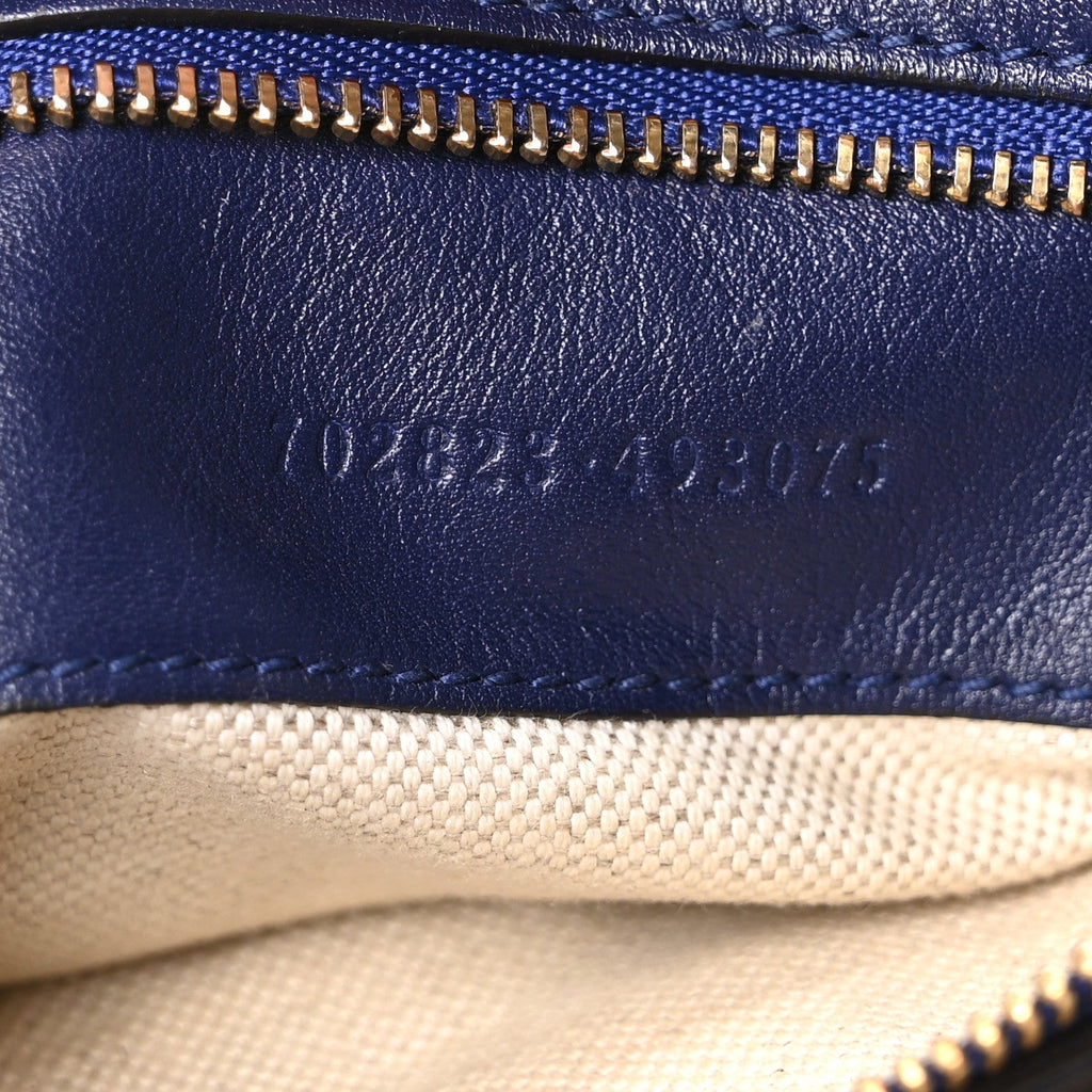 Aria Calfskin Web Large Attache Shoulder Bag Navy