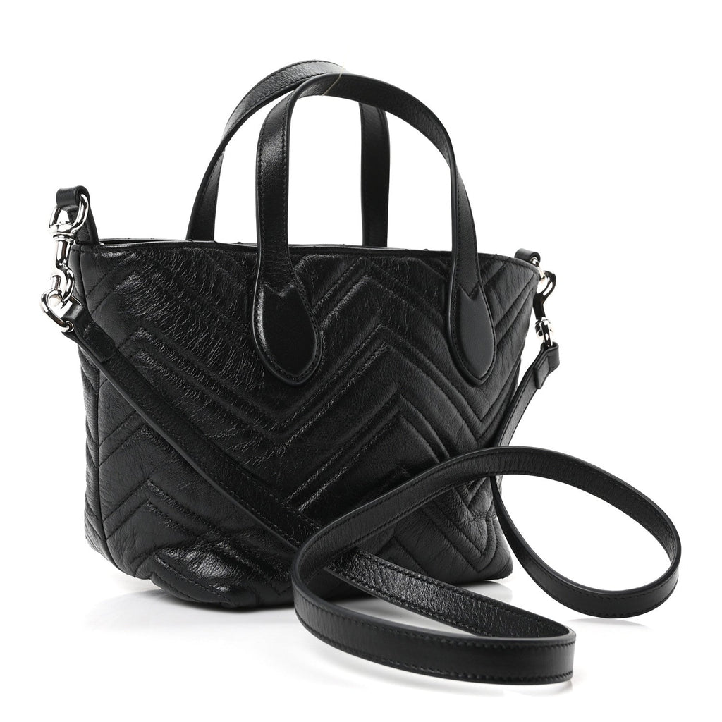 Nappa Chevron Matelasse Small GG Marmont Tote Bag Black
