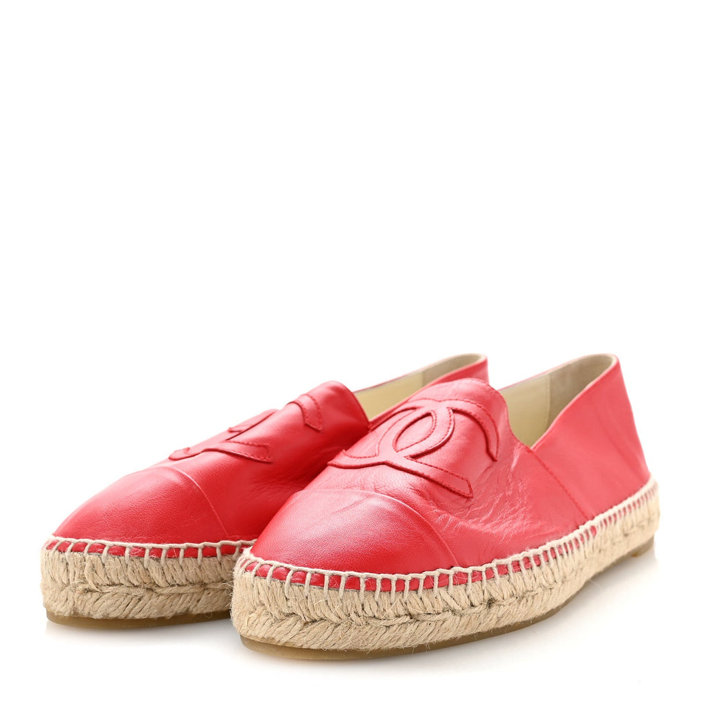 Lambskin CC Espadrilles 39 Red
