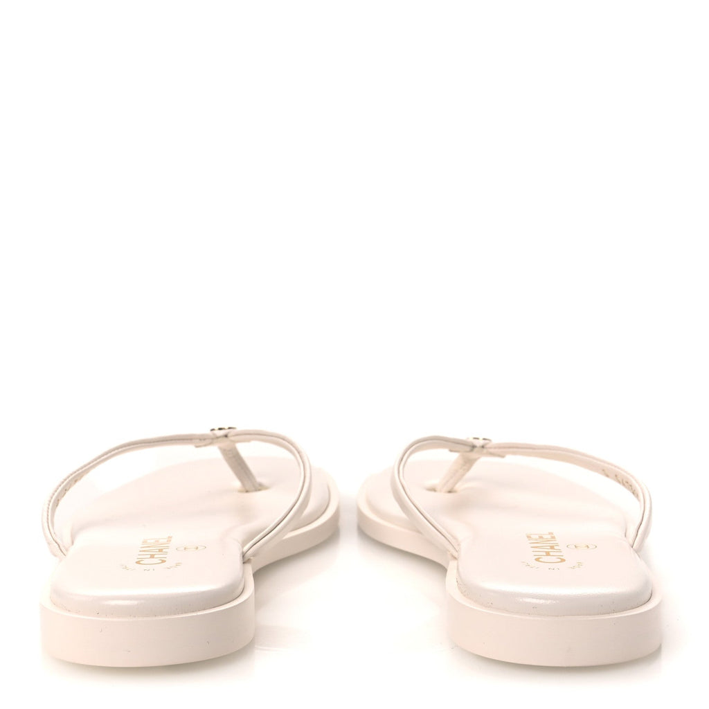 Goatskin CC Times Square Thong Sandals 38 Beige