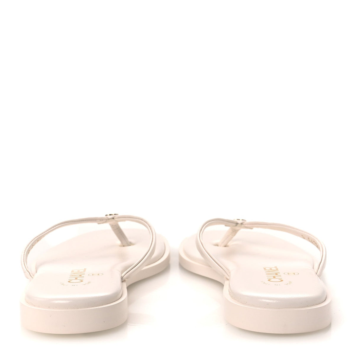 Goatskin CC Times Square Thong Sandals 38 Beige