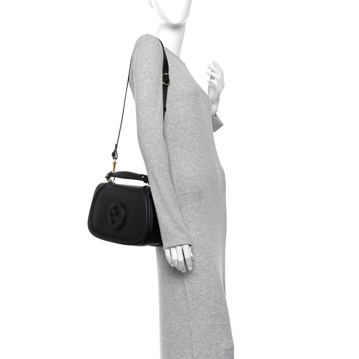 Calfskin Large Blondie Top Handle Bag Black