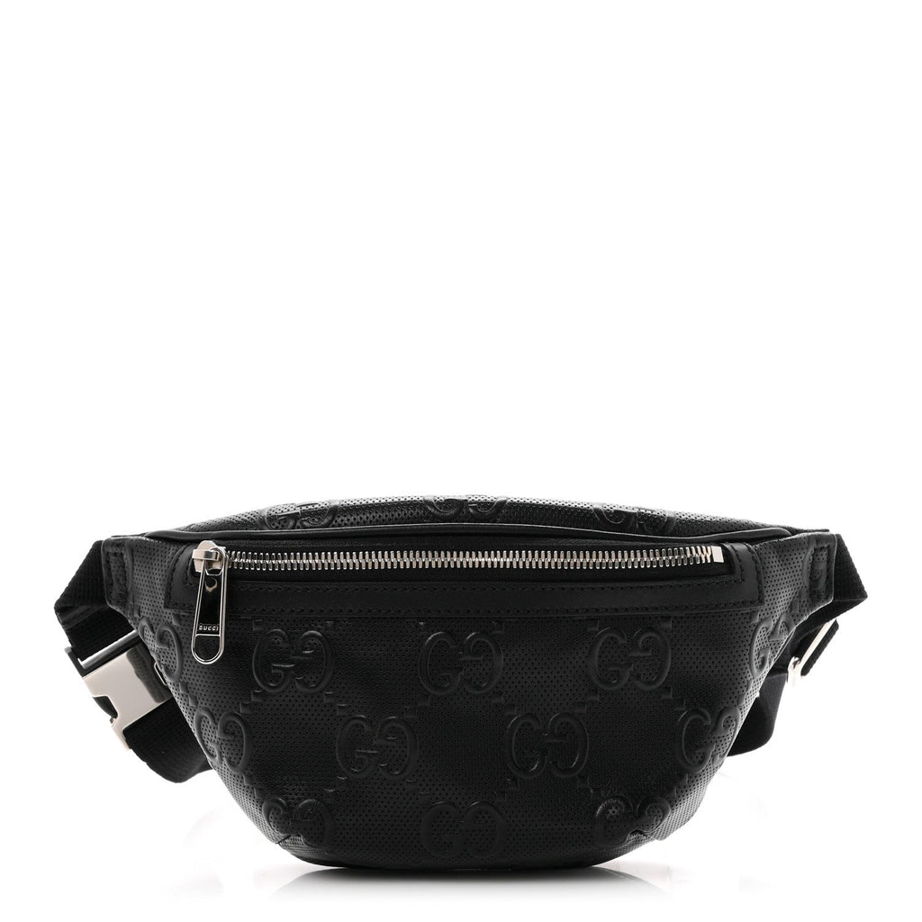 Calfskin GG Tennis Embossed Belt Bag Black