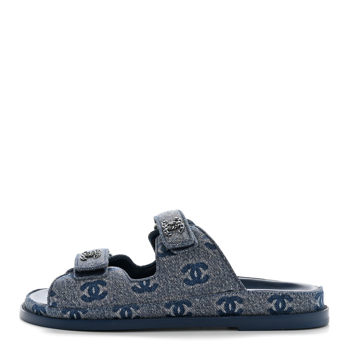 Denim CC Velcro Dad Chain CC Slide Sandals 39 Blue