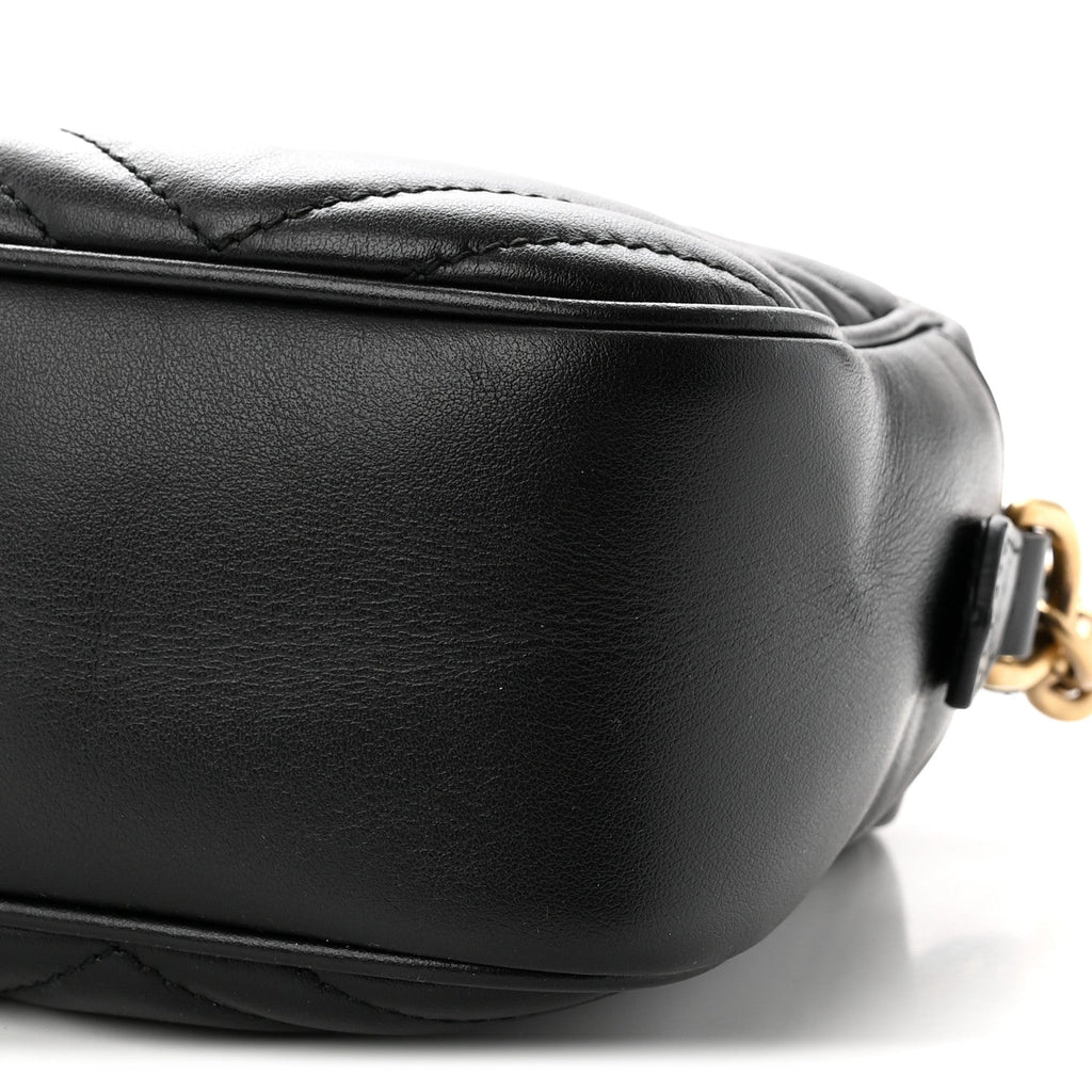Calfskin Matelasse Small GG Marmont Chain Shoulder Bag Black Black
