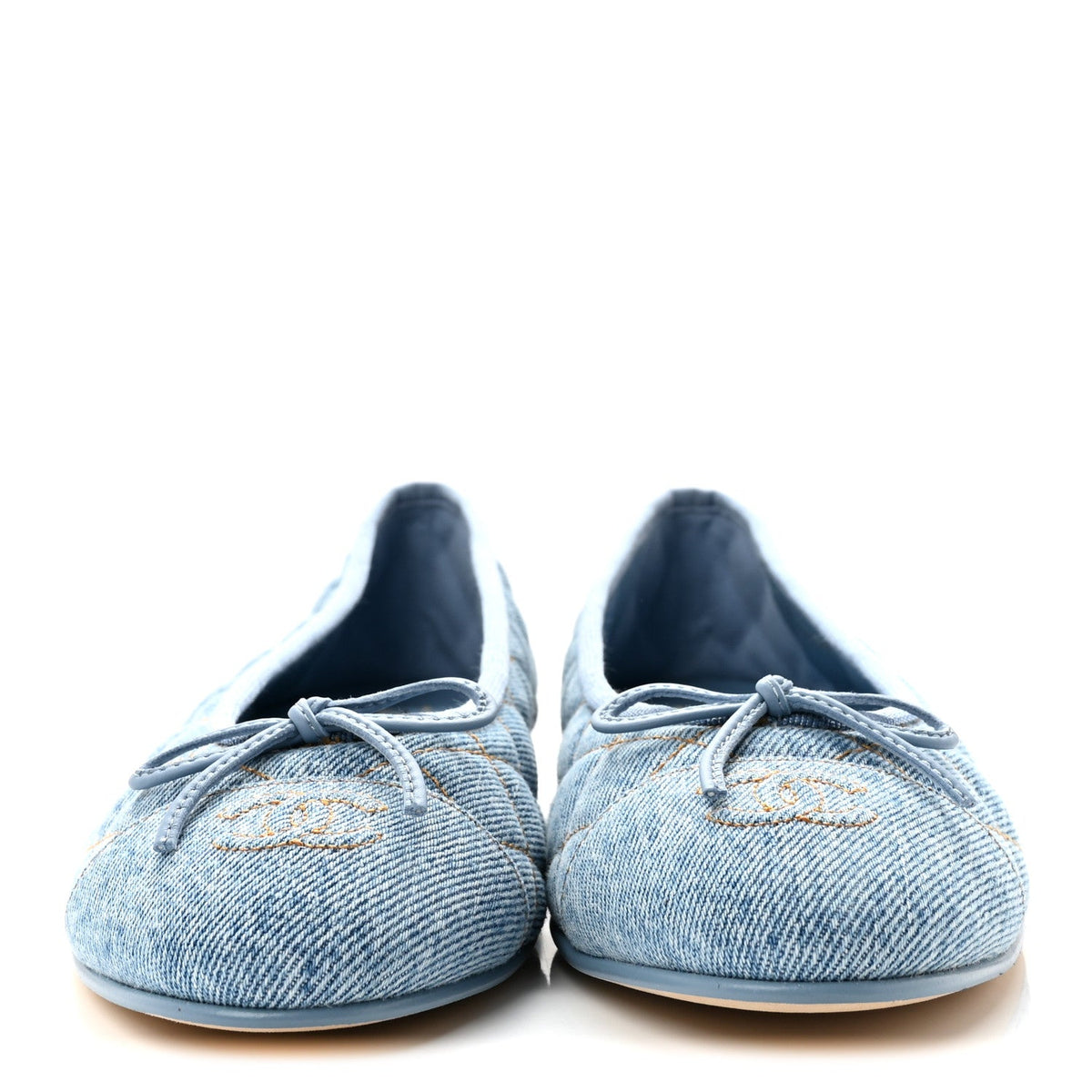 Denim Quilted CC Cap Toe CC Ballerina Flats 40 Light Blue