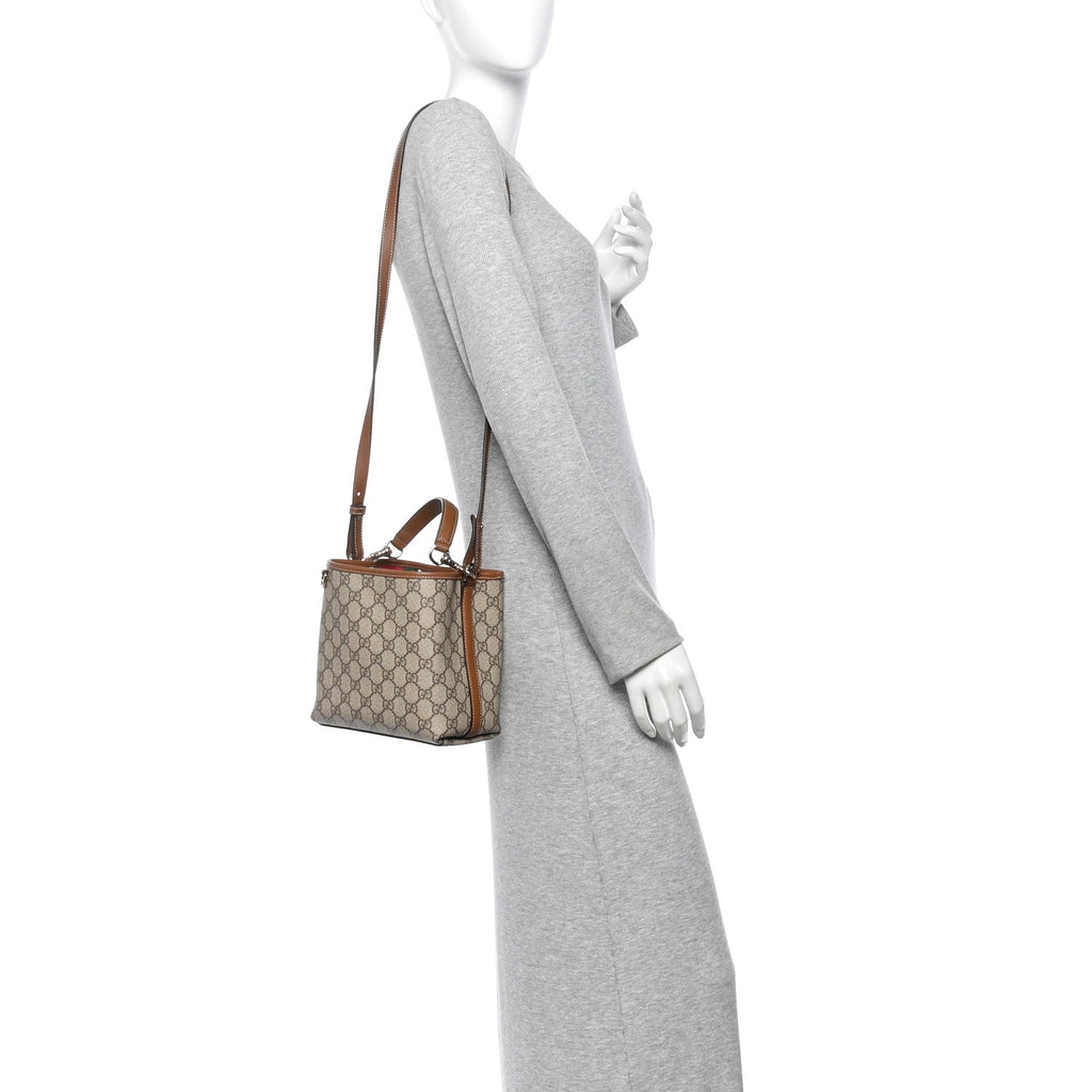 GG Supreme Monogram Emblem Small Shoulder Bag Beige Ebony Sundial