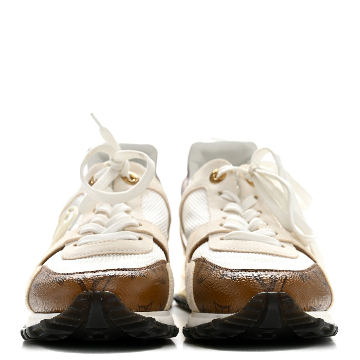 Calfskin Monogram Run Away Sneakers 36.5 White