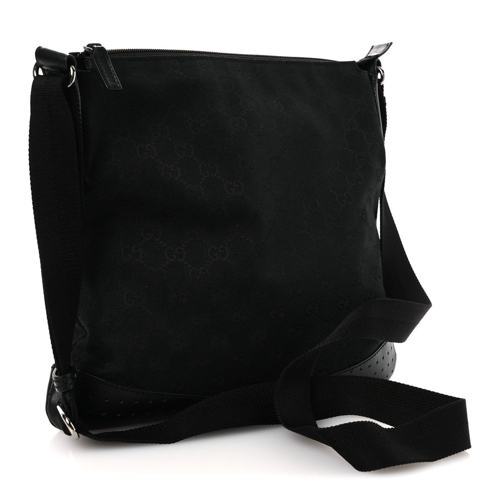 Monogram Calfskin Perforated Medium Flat Messenger Bag Black