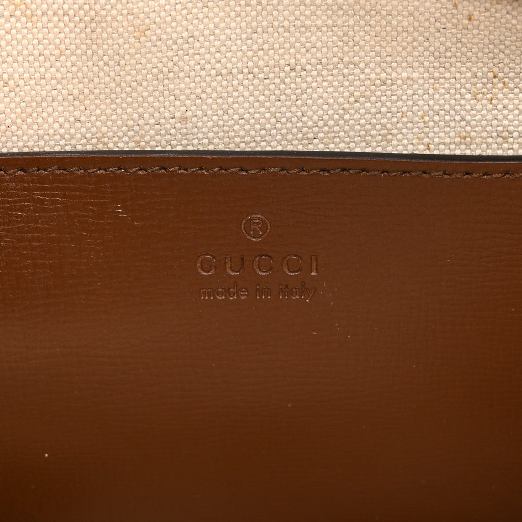 GG Supreme Monogram Azalea Calfskin Retro Interlocking G Flat Messenger Bag Beige Ebony Brown Sugar