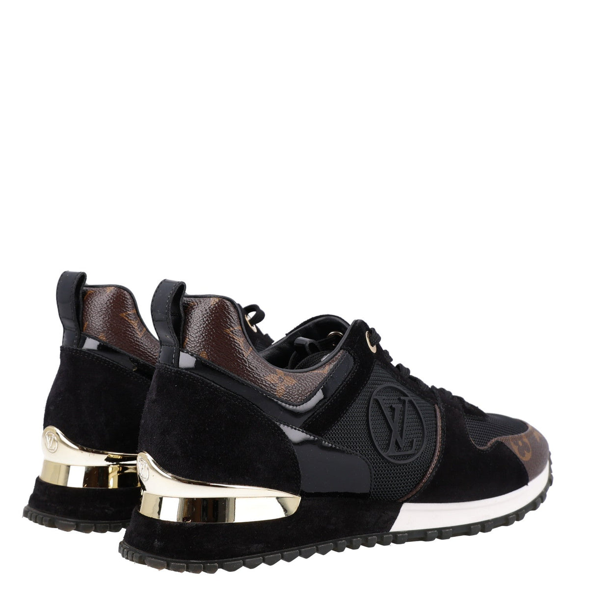 Suede Monogram Run Away Sneakers 38.5 Black