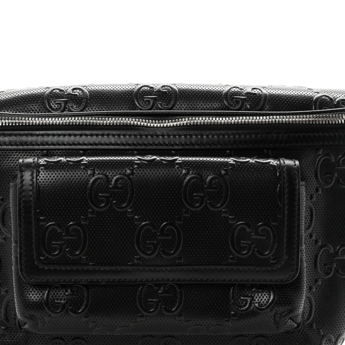 Calfskin GG Tennis Embossed Pocket Belt Bag Black