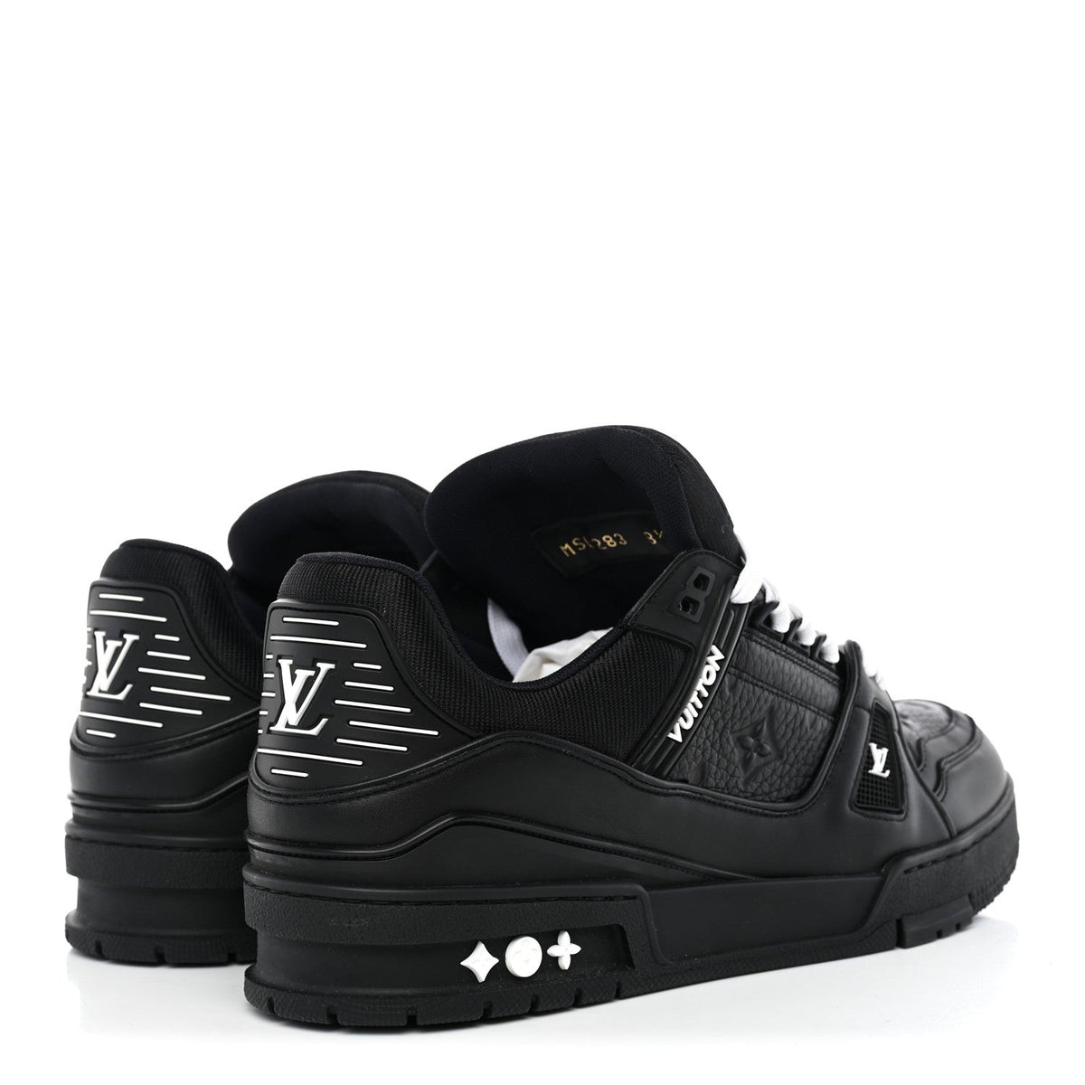 Calfskin Embossed Monogram Mens LV Trainer Sneakers 8.5 Black